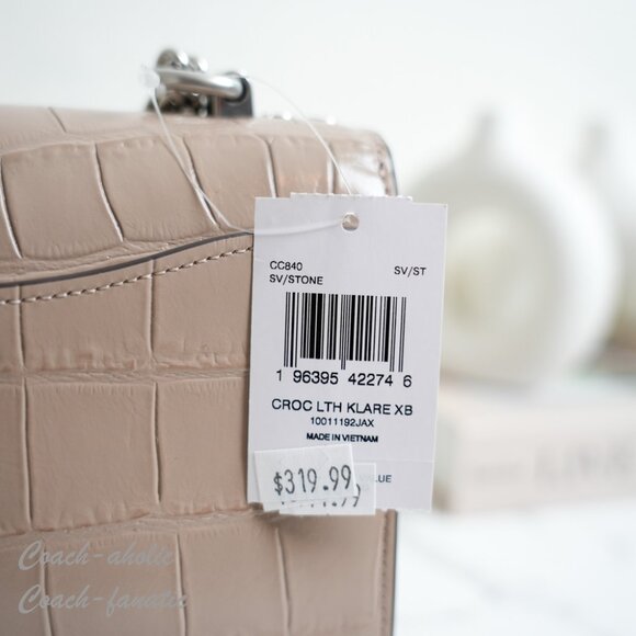 NWT Coach CC840 Klare Crossbody Bag Crocodile-embossed Leather Silver /Stone - Picture 5 of 10